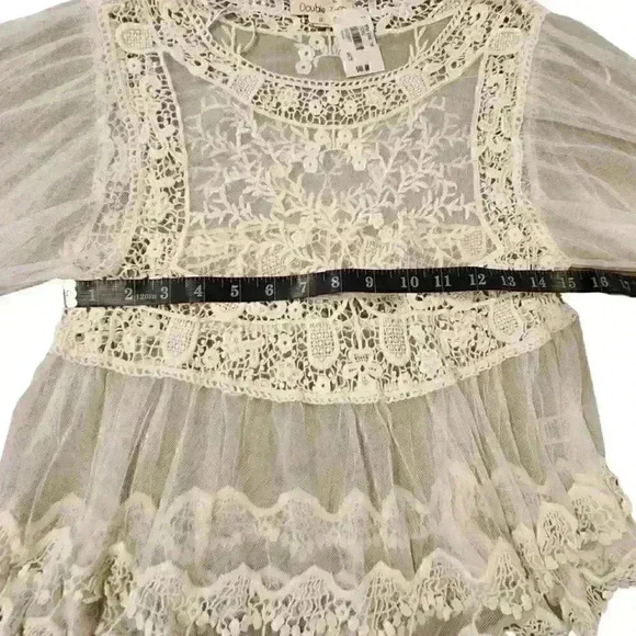 NEW NWT Double Zero Mesh Boho Top Romance Blouse, Size Small, Ivory - Picture 6 of 9